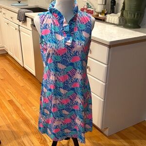 Vibrant Blue and Pink Sleeveless Dress